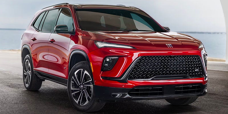 front side view of 2025 Buick Enclave in a parking garage